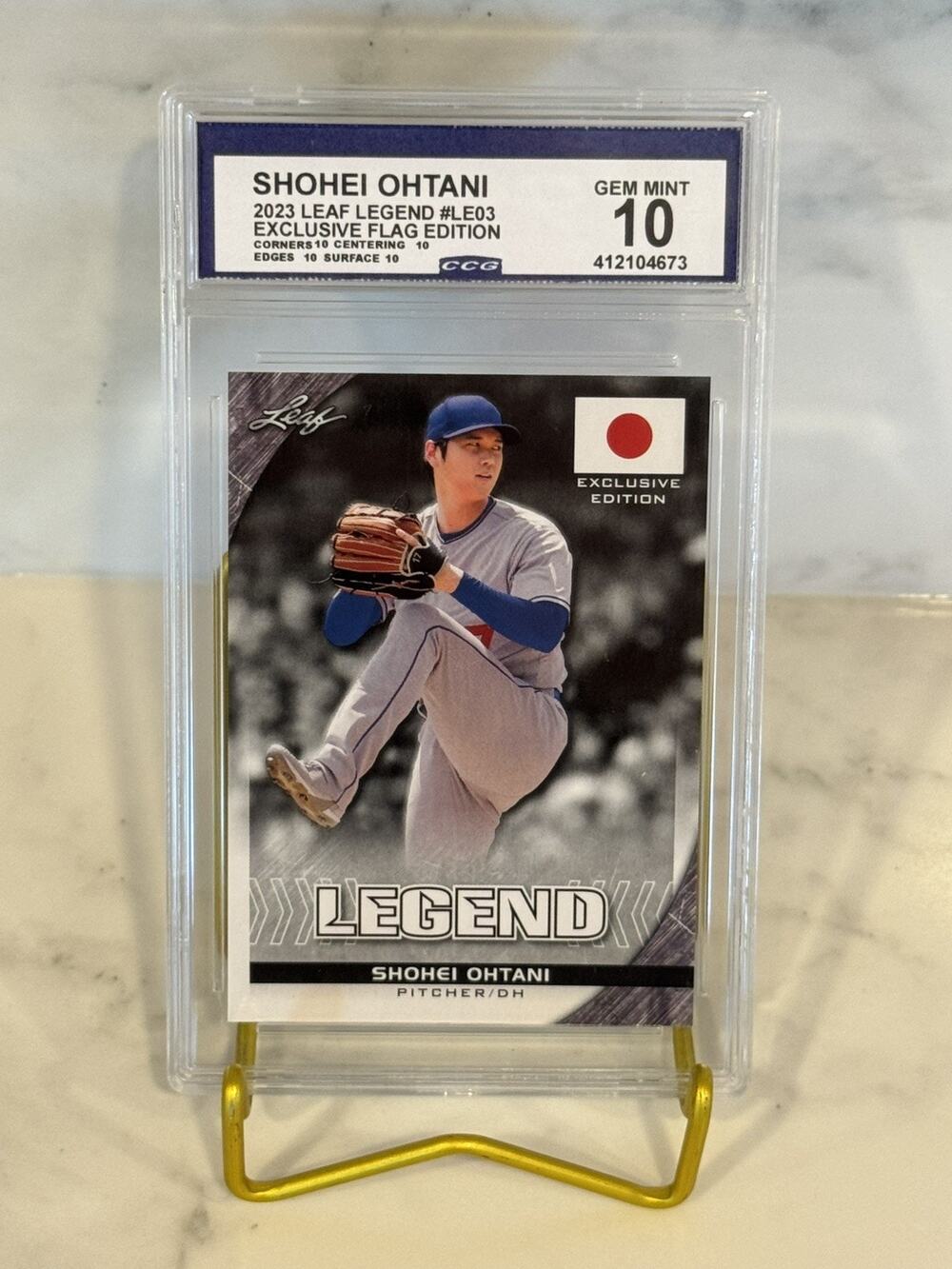 Shohei Ohtani 2023 Leaf Legend #LE03 Exclusive Flag Edition Graded Gem Mint 10